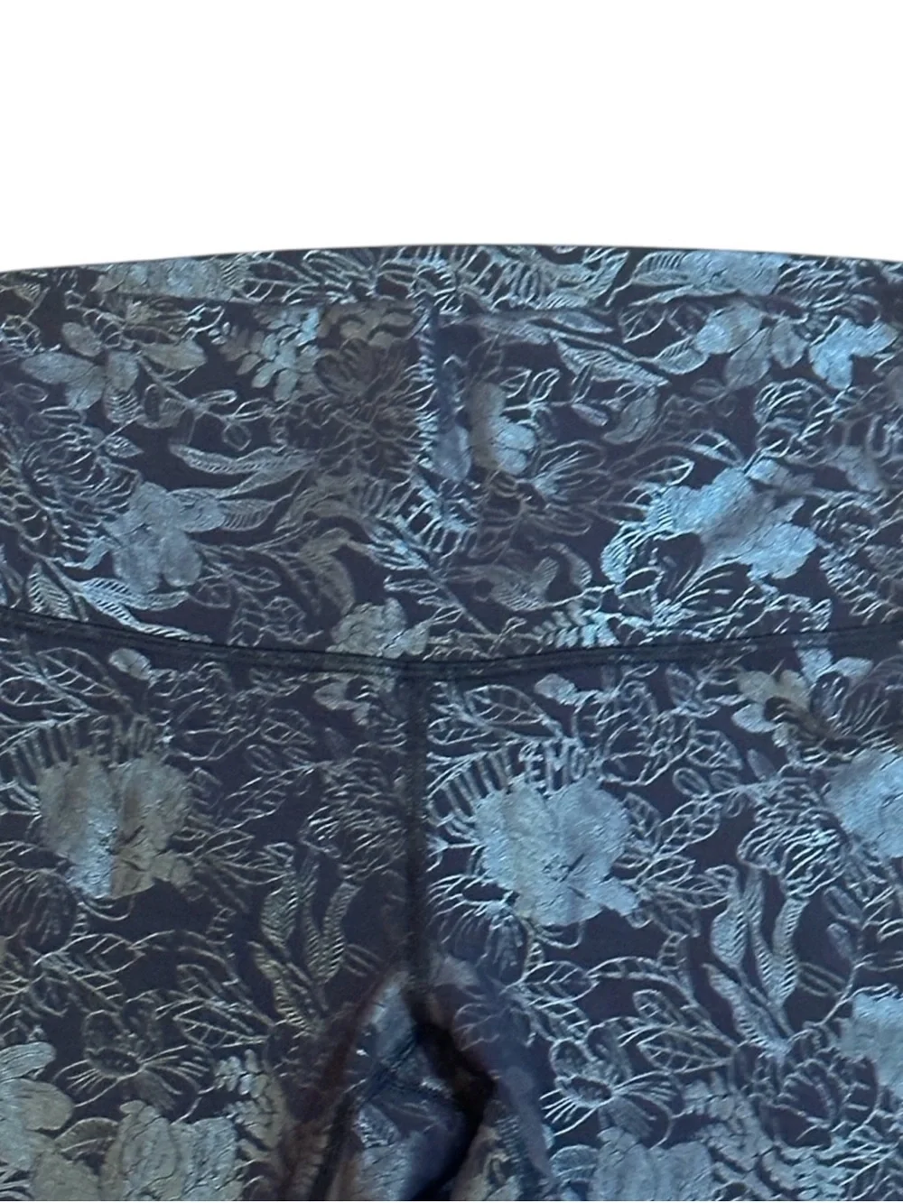 lululemon Botanical Floral High Rise 7/8 Leggings Black Blue No Size Tag
